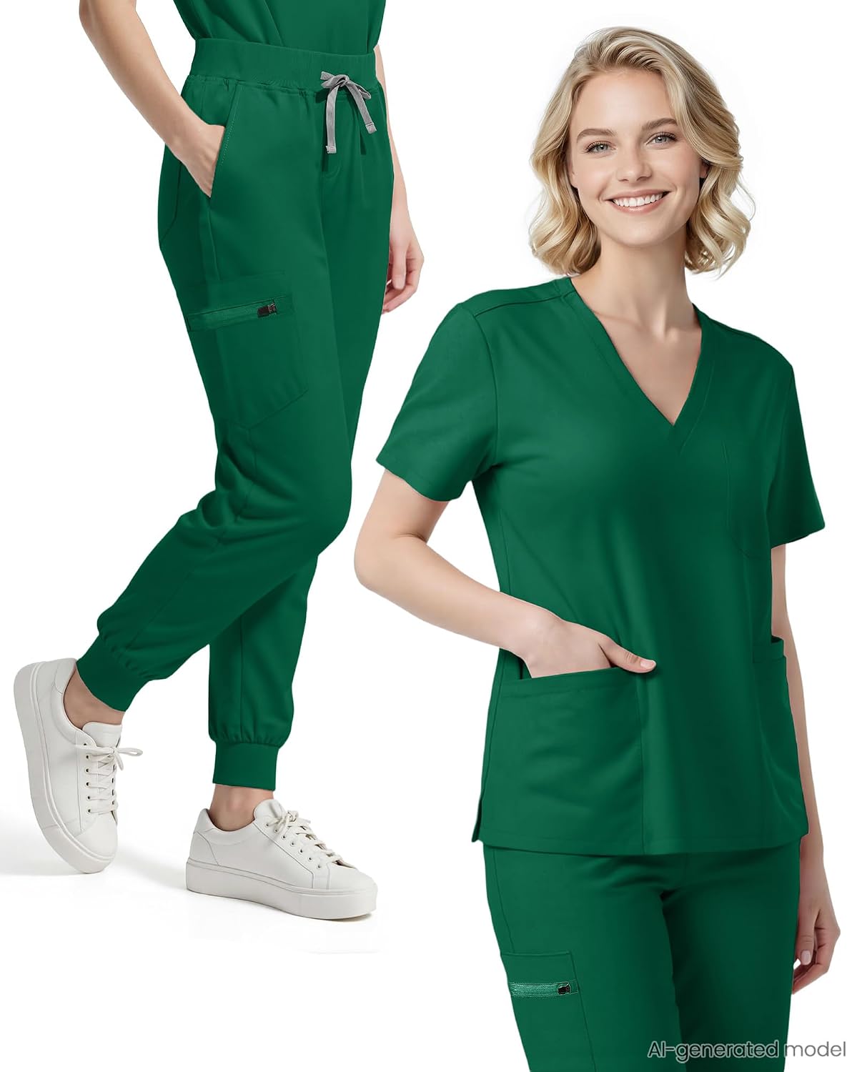 Detalle 2 de Eipnare Women's V-Neck Jogger Scrub Set, 9 Pockets and Stretch Fabric