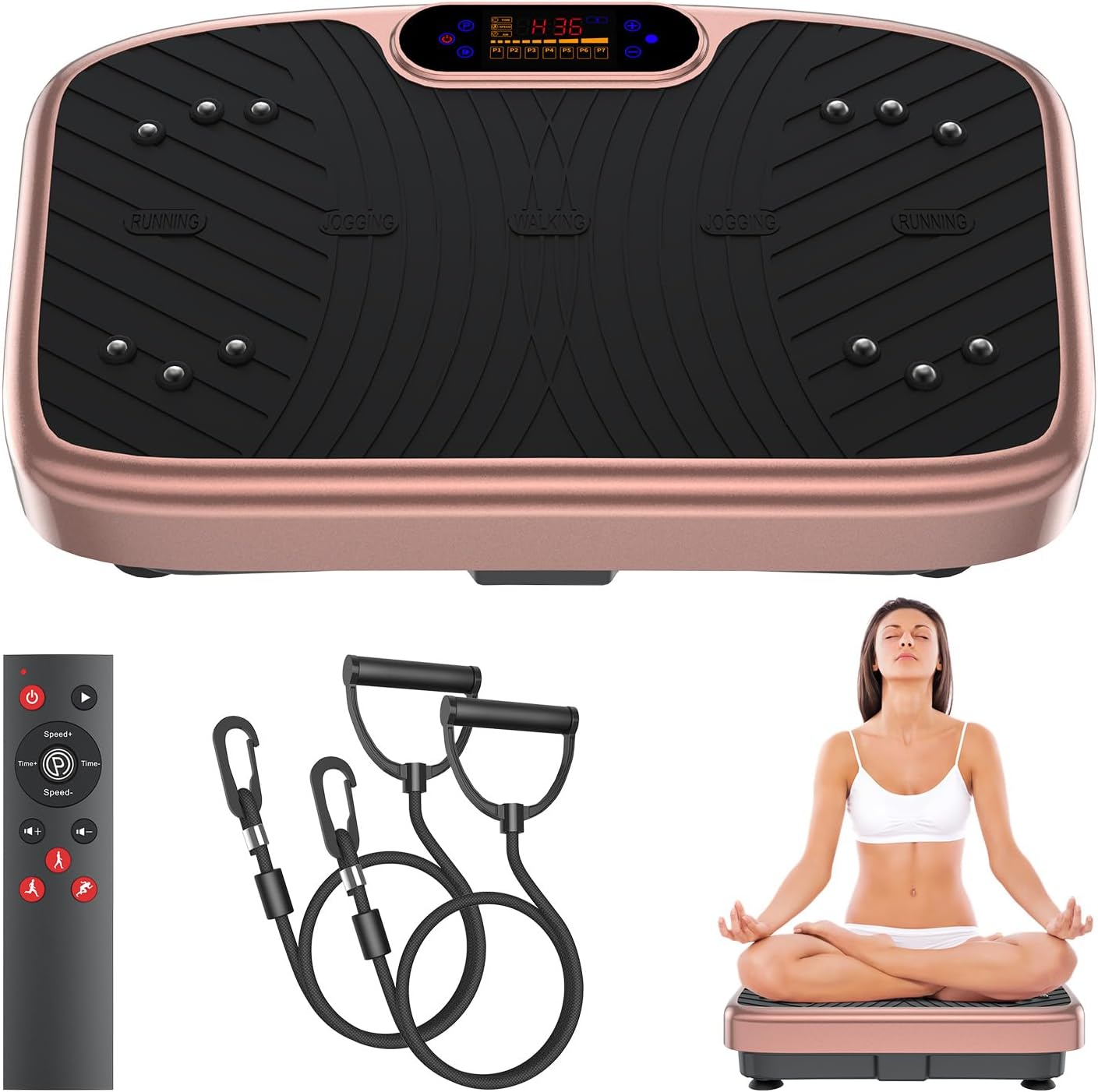 Detalle de WATEYA Vibration Plate Exercise Machine with 1–200 Speeds and Remote Control