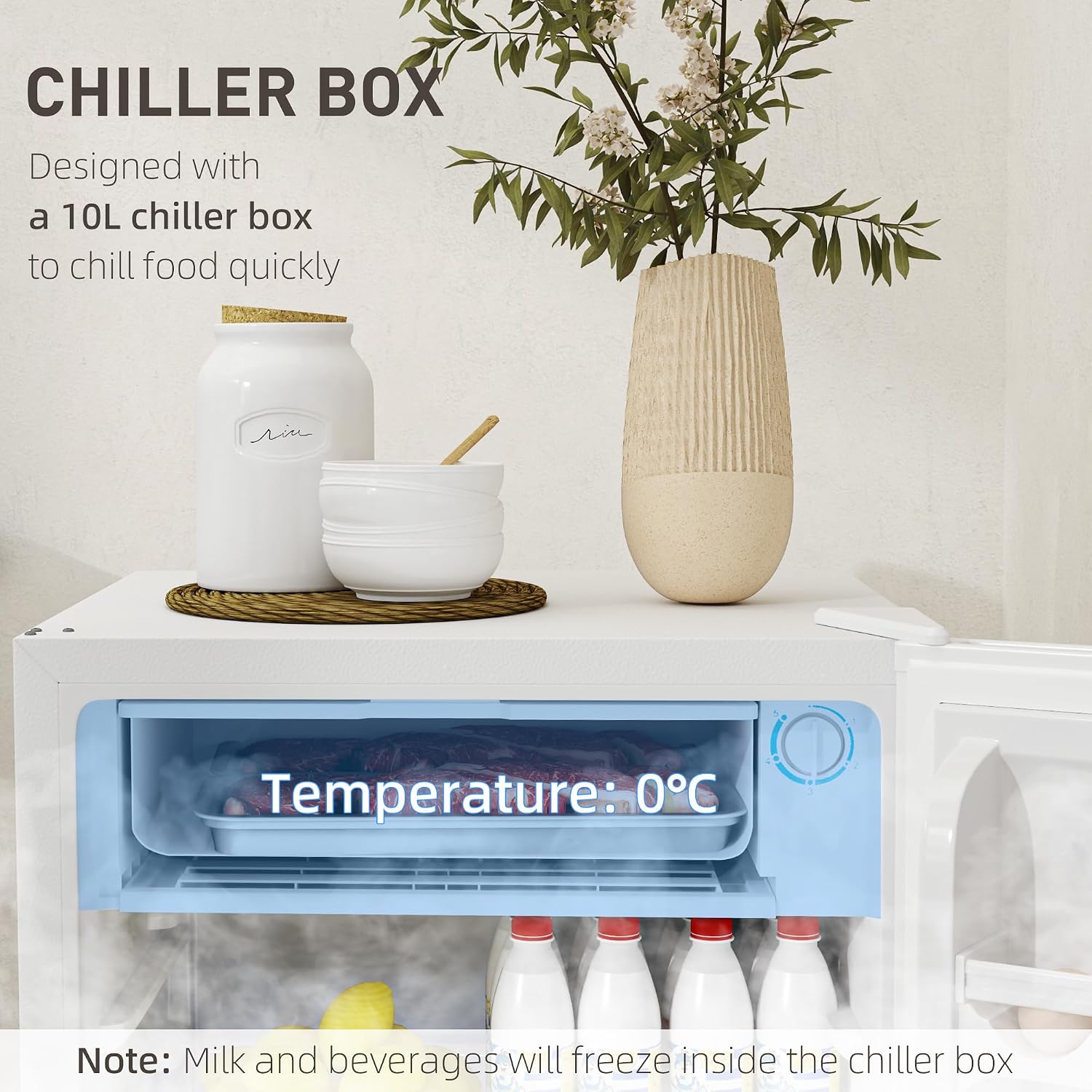 Thumbnail 3 de HOMCOM Under Counter Fridge 91L with Lock – Compact 47.5cm Wide, 0–10°C