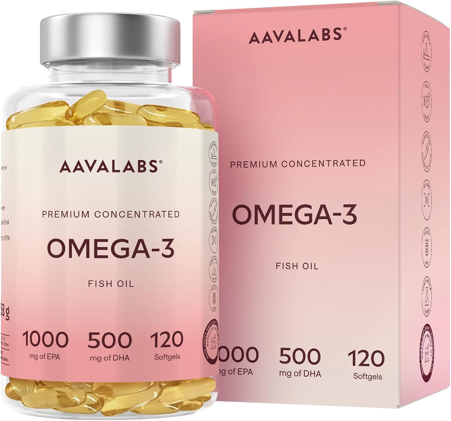 Detalle de Omega 3 Hochdosiert Kapseln 2000 mg – 120 Kapseln, 60 Tage