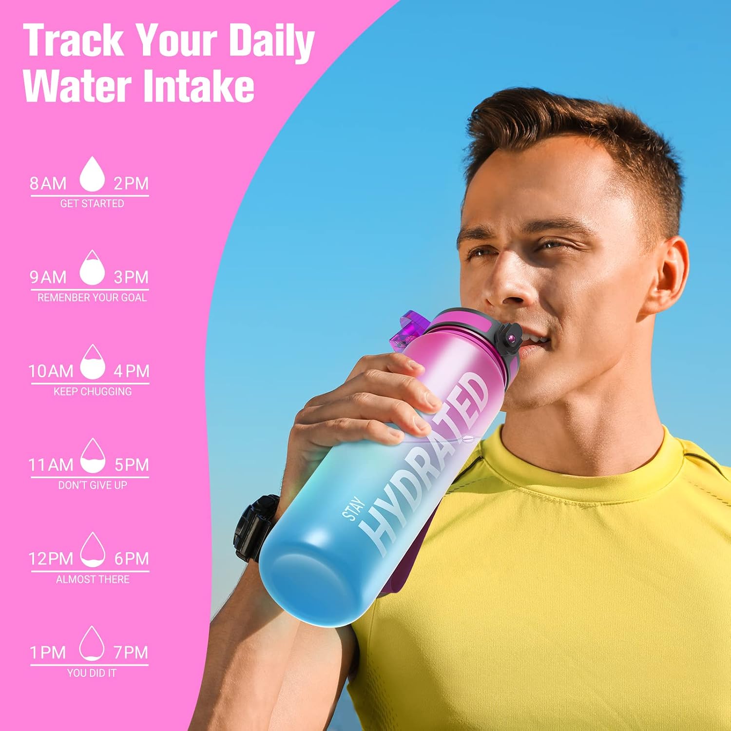 Thumbnail 6 de Sahara Sailor WBW001 32 oz Tritan Water Bottle with Time Markers