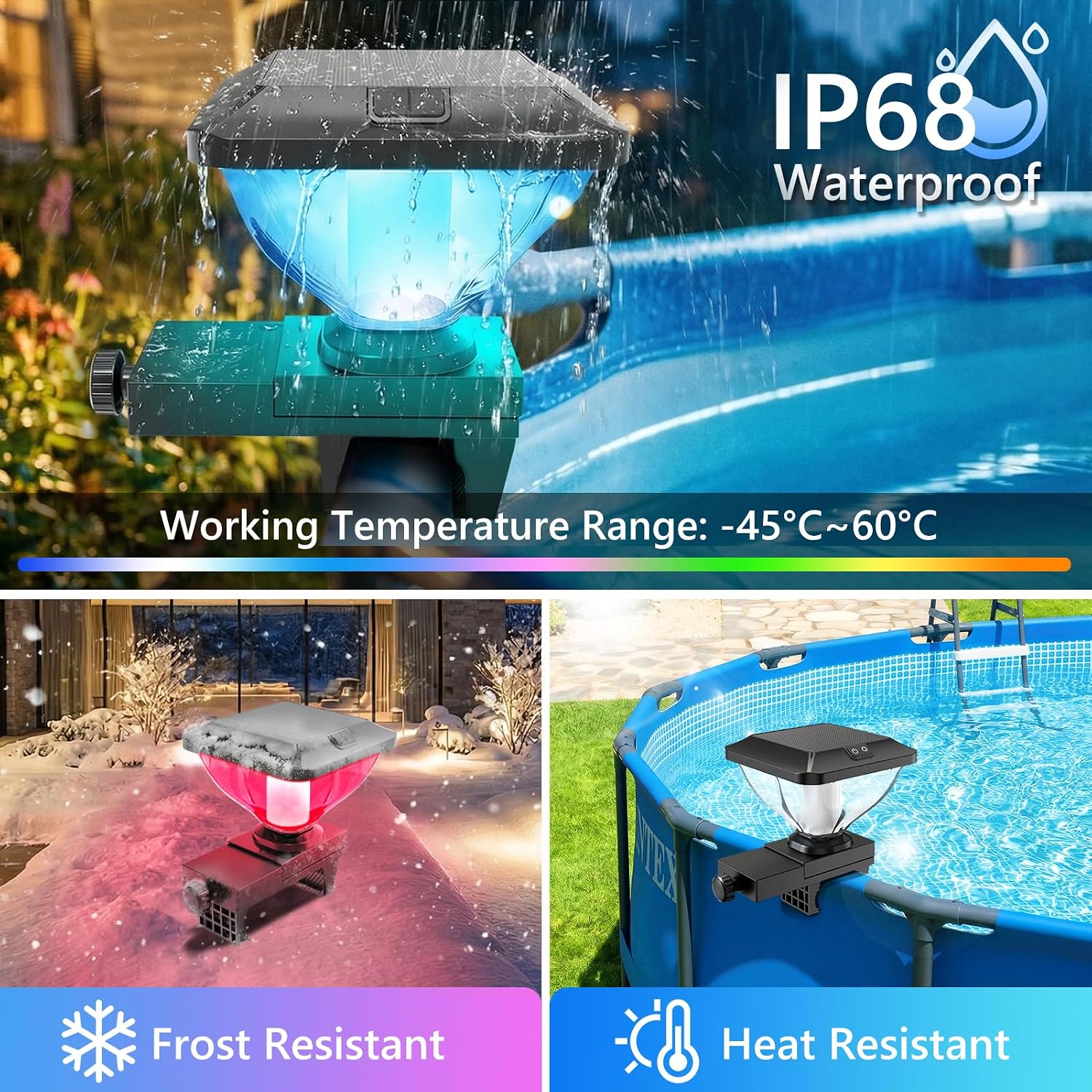 Thumbnail 5 de DeeprBling Luces Piscina Solares Elevadas con Estructura: iluminación RGB con IP68 para exteriores