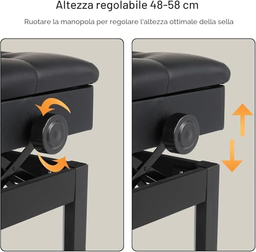 Thumbnail 8 de MAMIZO Sgabello Pianoforte Regolabile in Altezza 56x33x58 CM – Comfort e Versatilità