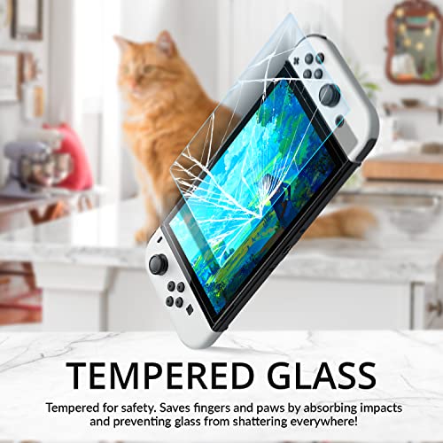 Detalle de Orzly protectores de pantalla de vidrio templado para Nintendo Switch OLED 2021–Paquete 4 con instalación fácil