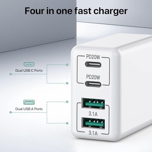 Thumbnail 2 de sccvee SCCVEE cargador USB-C 40W con 4 puertos (PD+QC) y bloque de carga multipuerto