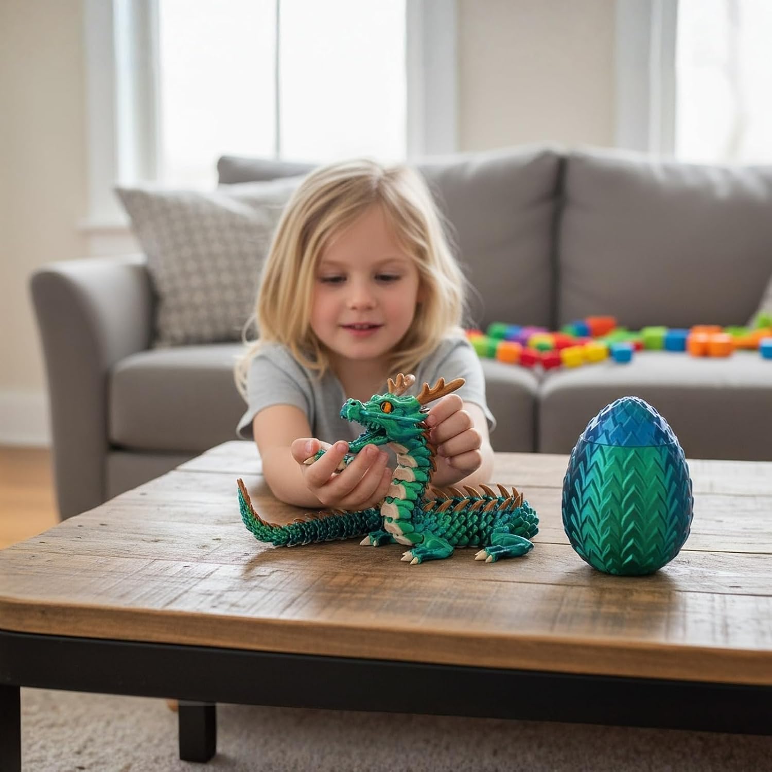 Detalle 2 de 17.8-Inch 3D-Printed Dragon Egg Fidget Toy with Articulated Design and Hidden Storage