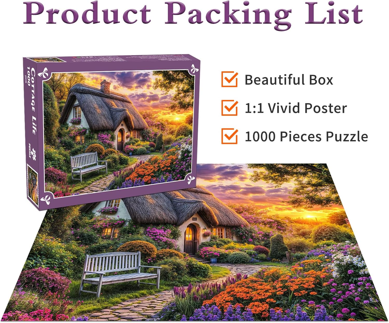 Thumbnail 4 de Cottage Life 1000 Piece Jigsaw Puzzle for Adults – A Cozy Country Scene