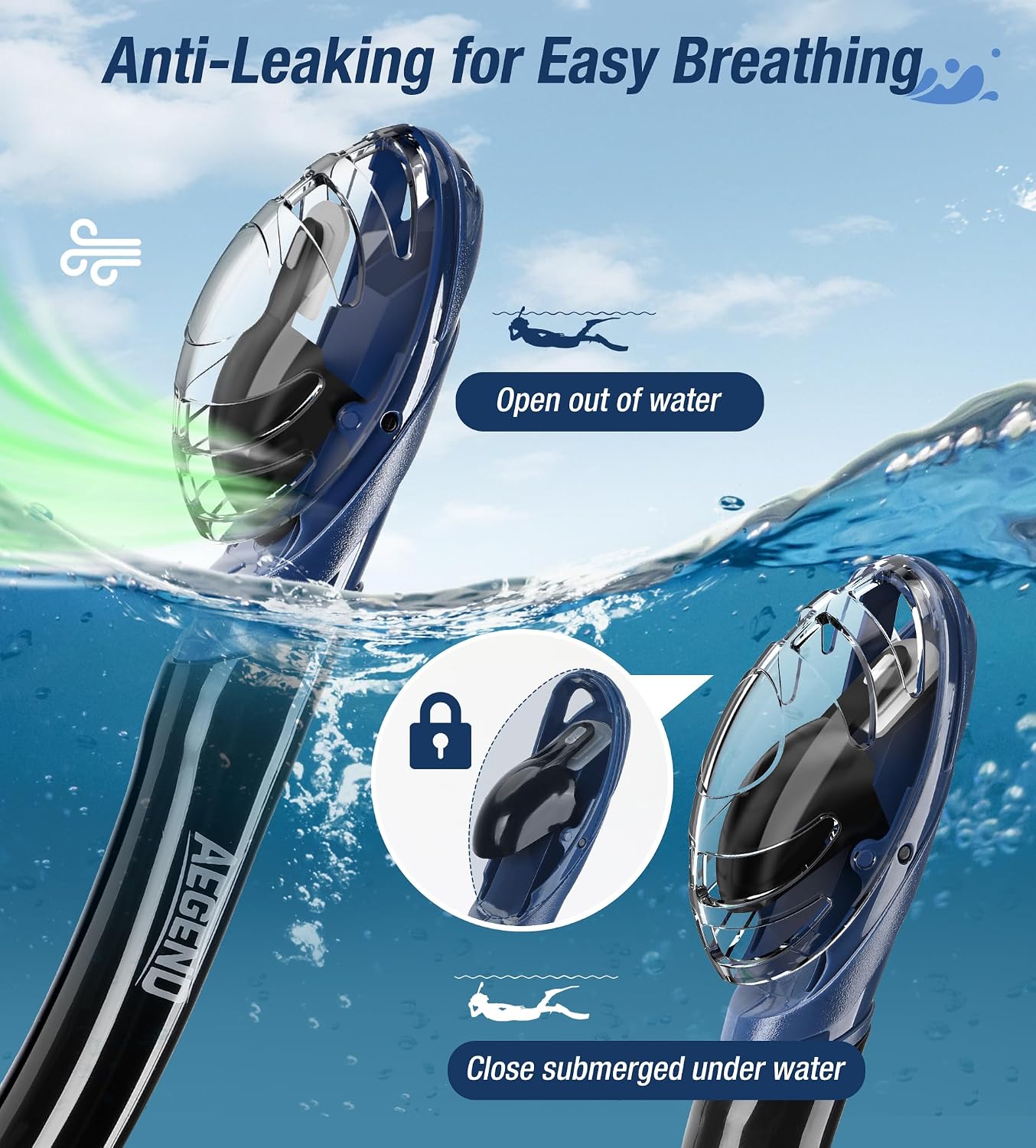 Detalle 2 de Aegend Dry Snorkel with Silicone Mouthpiece