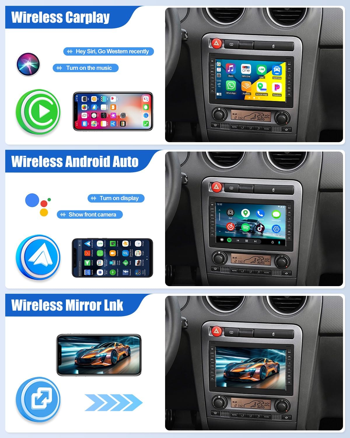 Thumbnail 5 de CAMECHO 4G+64G Android 15 autorradio para VW