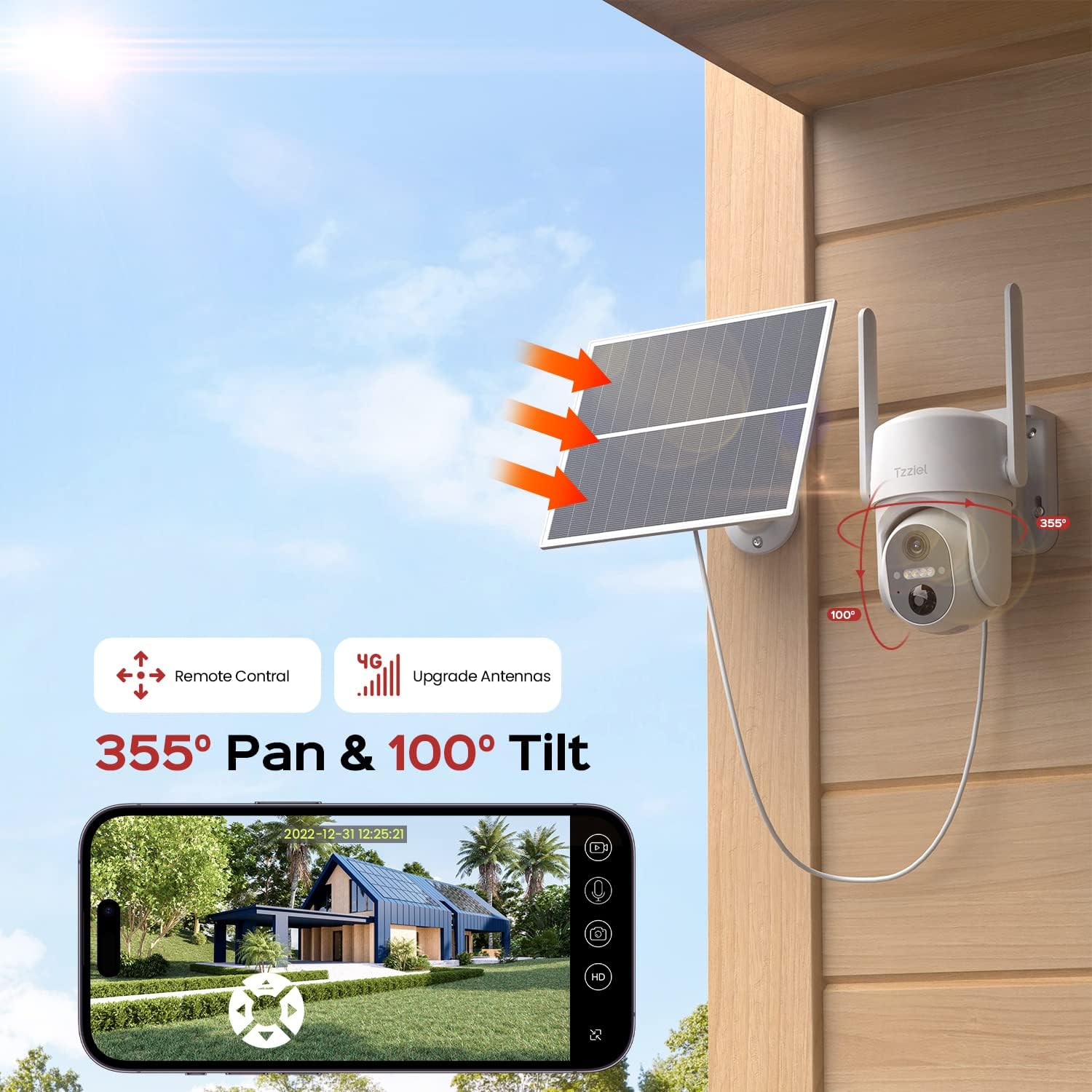 Detalle de Tzziel 4G telecamera con SIM 2K esterno