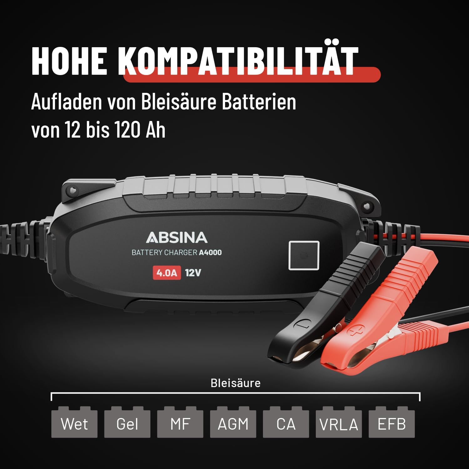 Thumbnail 1 de ABSINA A4000 12V Batterie-Ladegerät vollautomatisch für AGM & Blei bis 120Ah