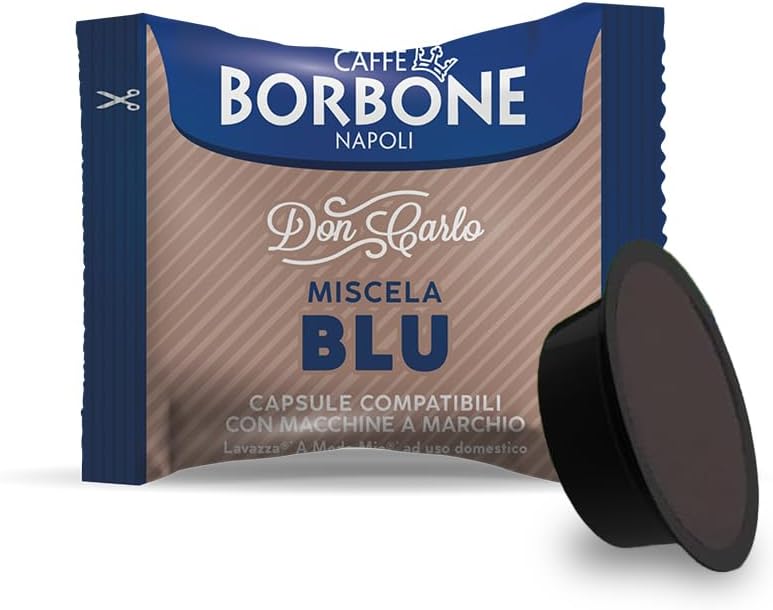 Detalle de Caffè Borbone Don Carlo Mélange Bleu – 100 Capsules compatibles Lavazza® A Modo Mio®