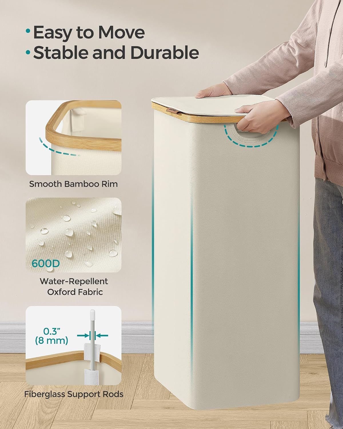 Thumbnail 6 de SONGMICS LCB509W01 90L laundry basket