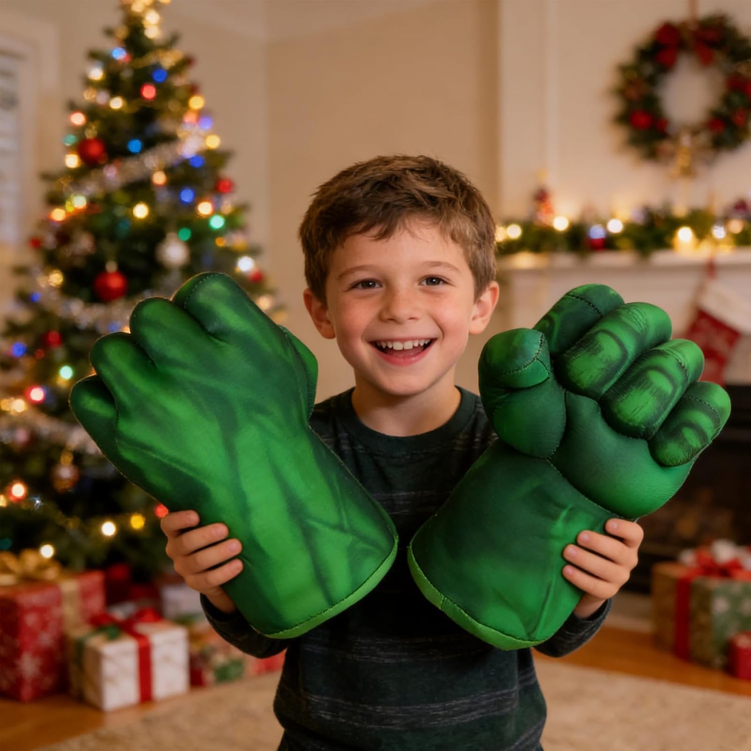 Thumbnail 1 de NuGeriAZ Superhero Hands Plush Costume Gloves with Cape, Green Design