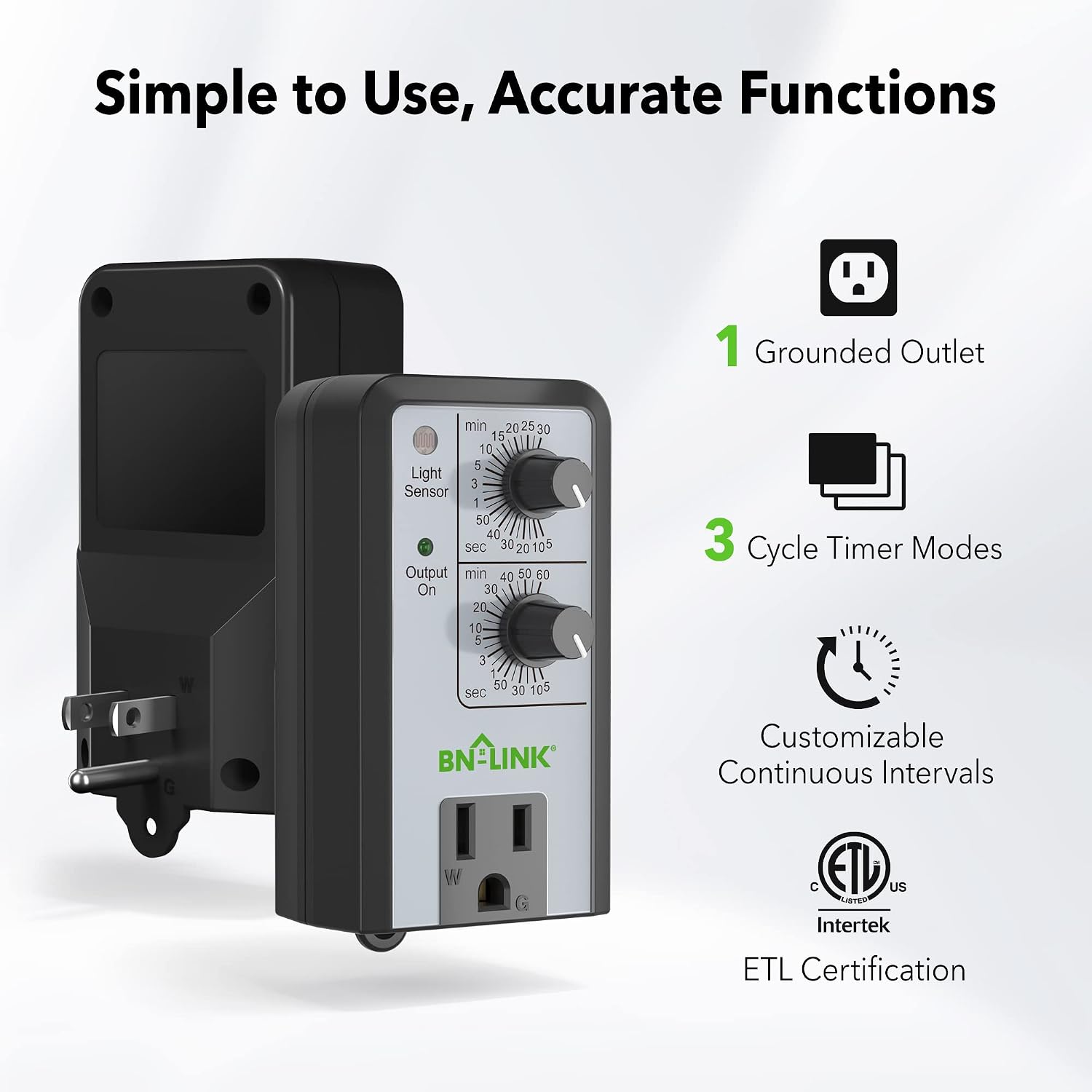 Detalle 2 de BN-LINK BND-60/U97A Repeat-Cycle Timer with Photocell and Grounded Outlet