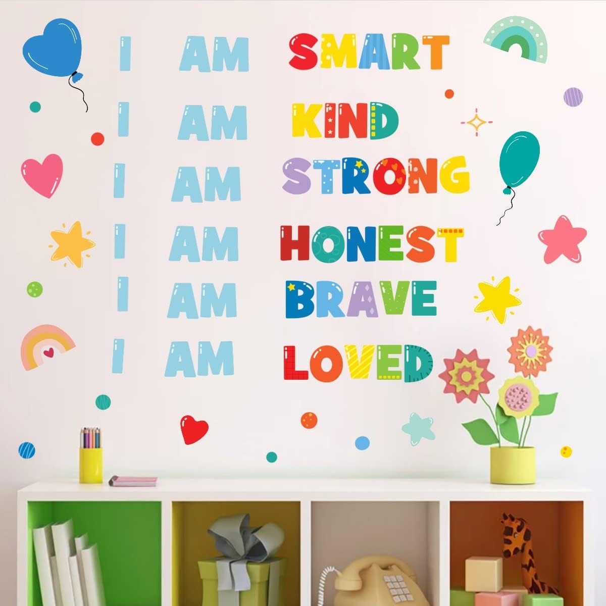 Detalle de TOARTi Colorful Rainbow Motivational Quotes Wall Stickers for Kids