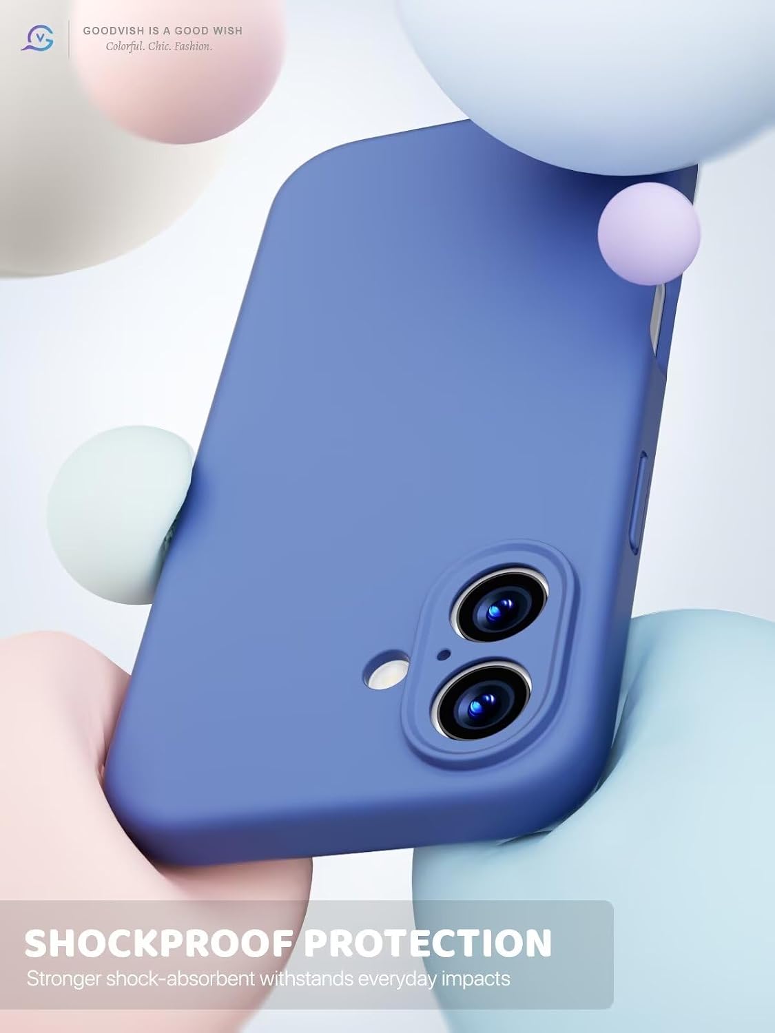 Detalle 2 de GOODVISH Funda 3 en 1 iPhone 16 Silicona Líquida 💙