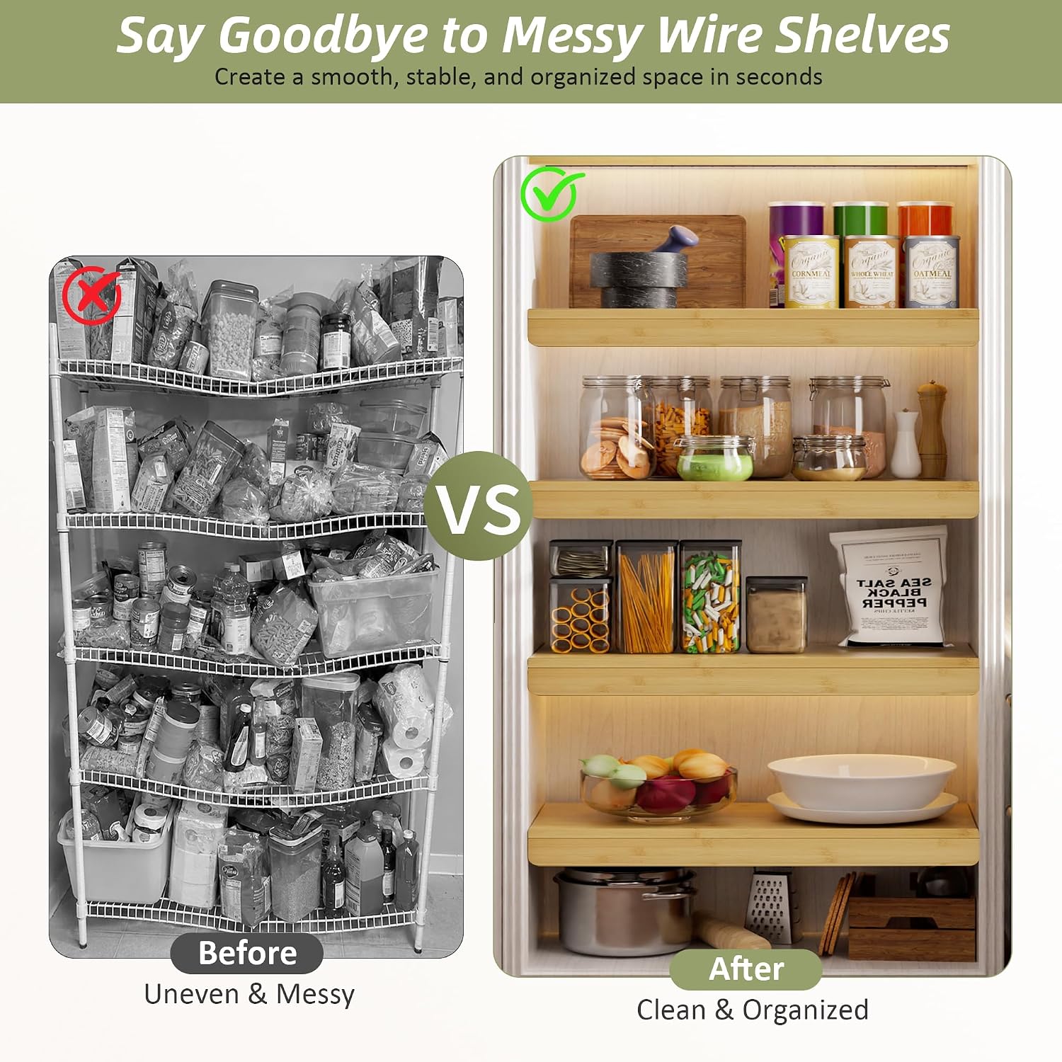 Thumbnail 4 de ClimbHope Bamboo Wire Shelf Covers (5pcs, 30" W x 16" D, Natural)