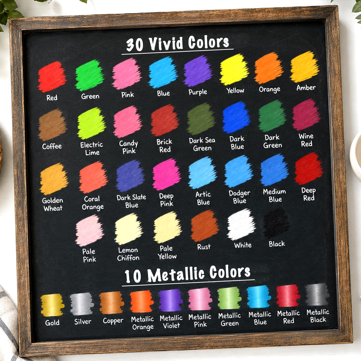 Thumbnail 1 de Chalkola Liquid Chalk Pens (Pack of 40) – Neon, Pastel & Metallic Wipeable Markers with 6mm Reversible Tip