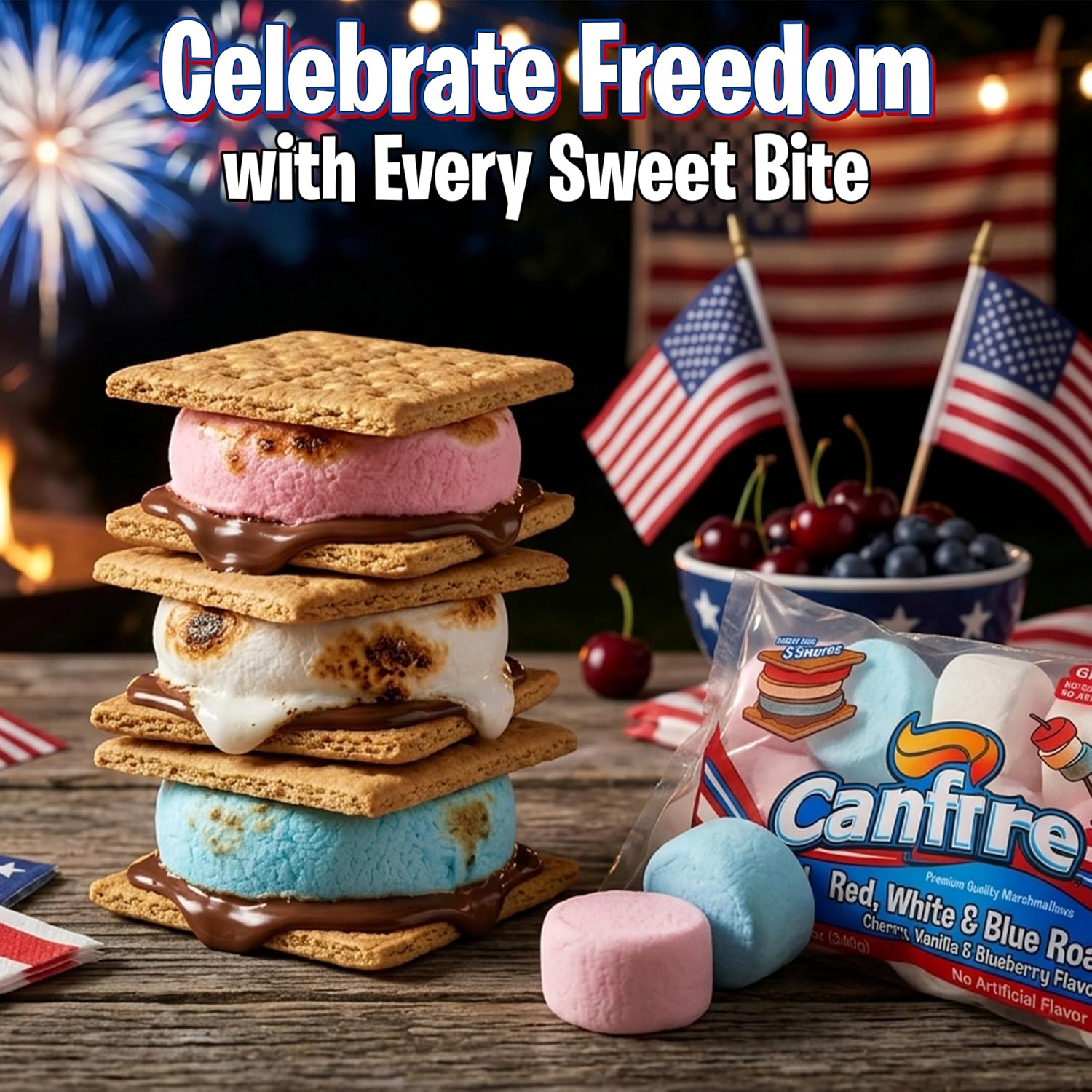 Thumbnail 5 de Red, White & Blue Marshmallows, 12 oz
