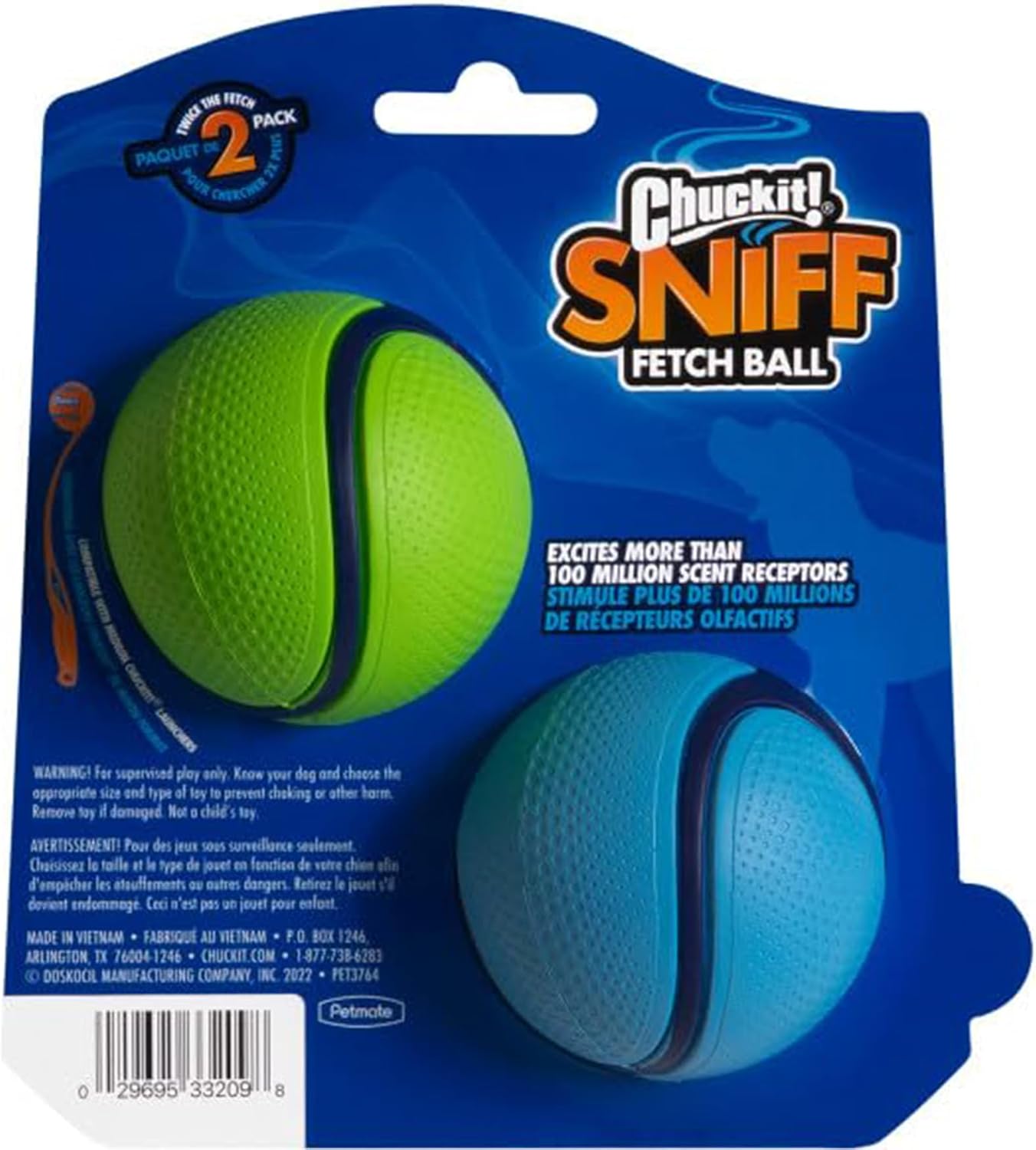Detalle de Chuckit! Sniff Duo – Peanut Butter & Bacon Scented Dog Fetch Balls (Medium, Pack of 2)
