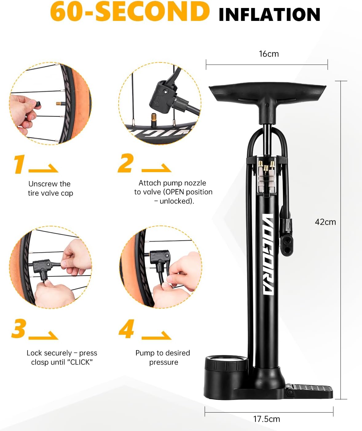 Thumbnail 6 de VOGORA Bomba Bicicleta 160 PSI