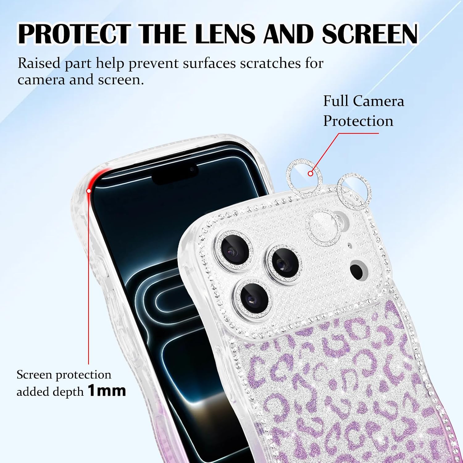 Detalle de Newseego Luxury Glitter Leopard Gradient Case for iPhone 17 Pro Max