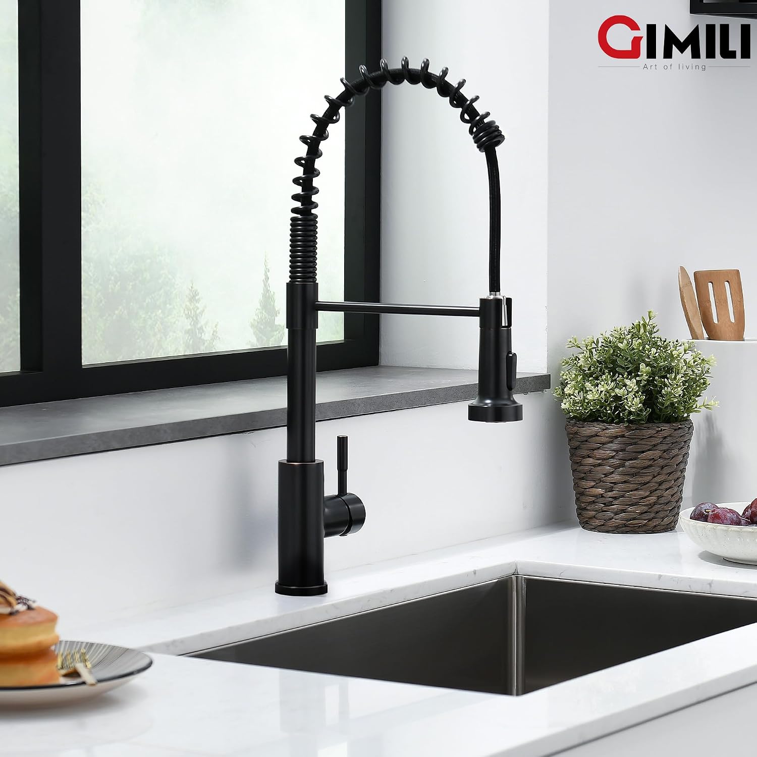 Detalle 2 de GIMILI Oil Rubbed Bronze Kitchen Faucet with Pull-Down Sprayer