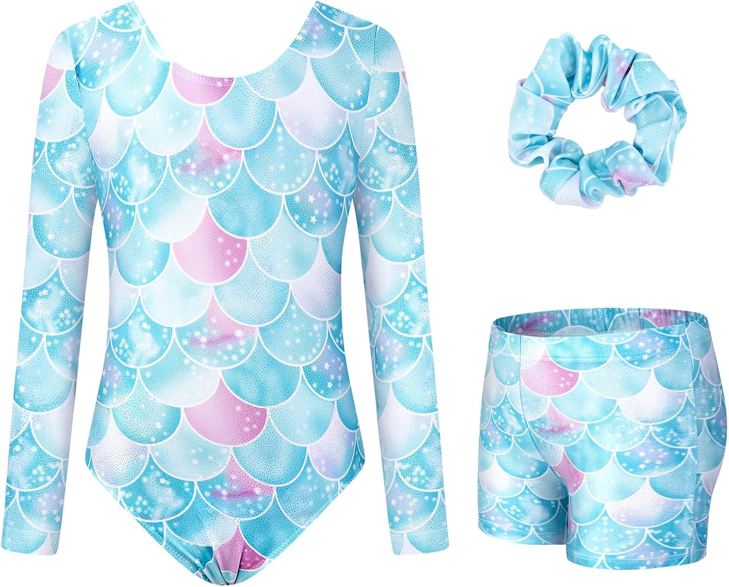 Detalle de JiAmy turnpakje voor meisjes met lange mouwen, glitter en korte broek