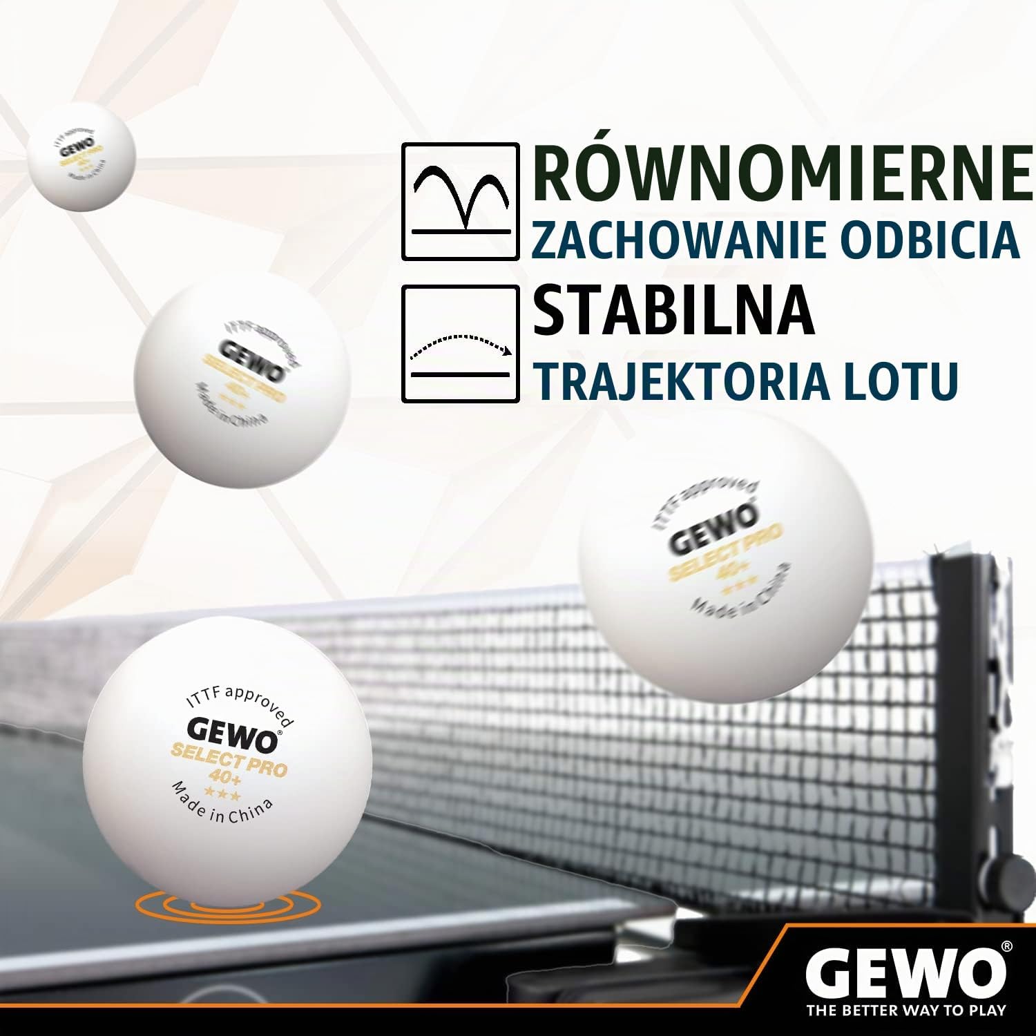 Thumbnail 3 de GEWO Ball Select Pro 40+ *** – piłka do tenisa stołowego ABS, biała, z atestem ITTF