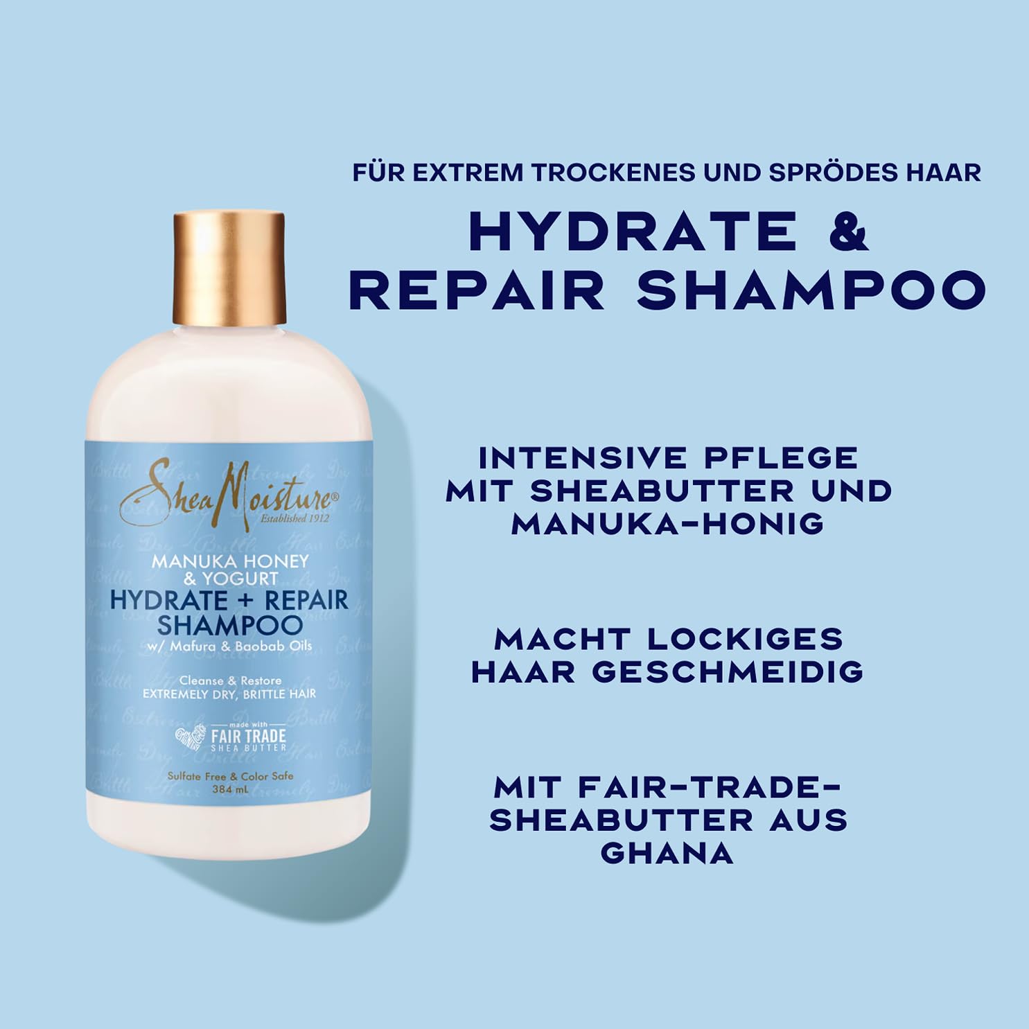 Detalle 2 de Shea Moisture Manuka Honey & Yoghurt Hydrate + Repair Shampoo (sulfatfrei) 384 ml