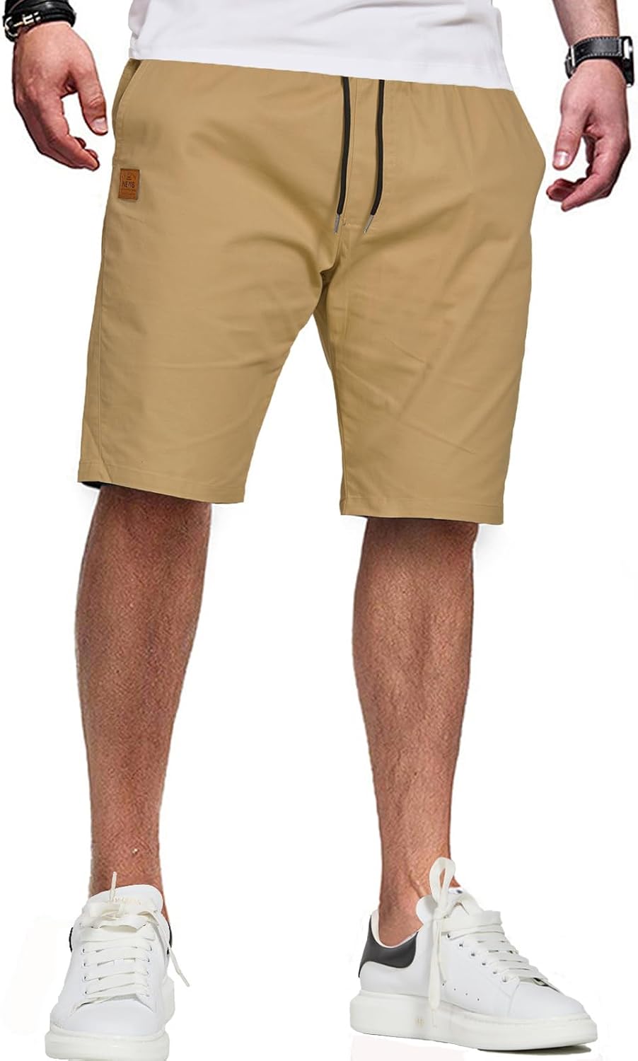Detalle de ZOXOZ Kurze Hose Herren Shorts Sommer – Chino-Style mit elastischer Taille und vier Taschen