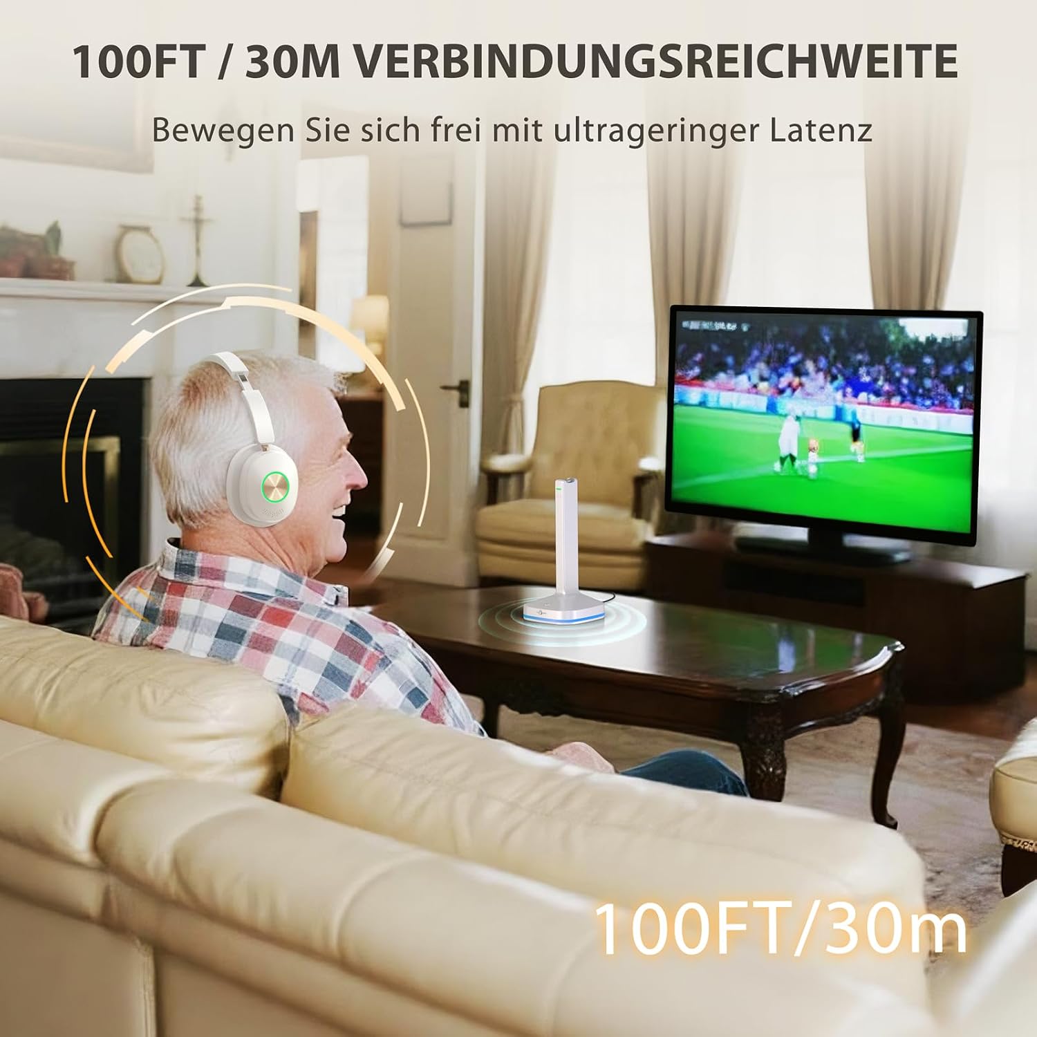 Detalle de Earbay TV Kopfhörer kabellos – privater Hi-Fi-Ton für Fernsehen und Streaming