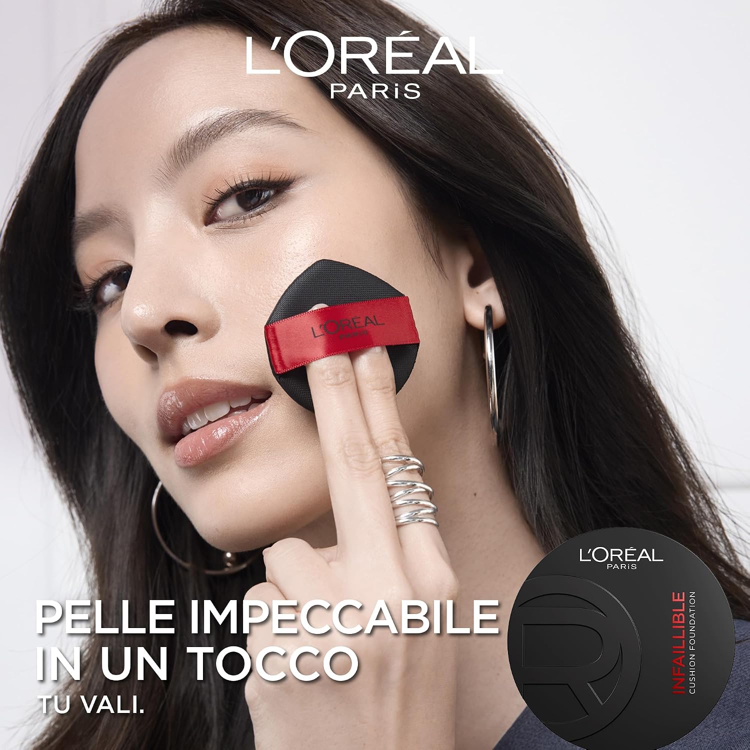 Detalle 2 de L’Oréal Paris Infaillible Air Wear Cushion (tono 100) – fondotinta cushion leggero e traspirante, tenuta fino a 24 ore