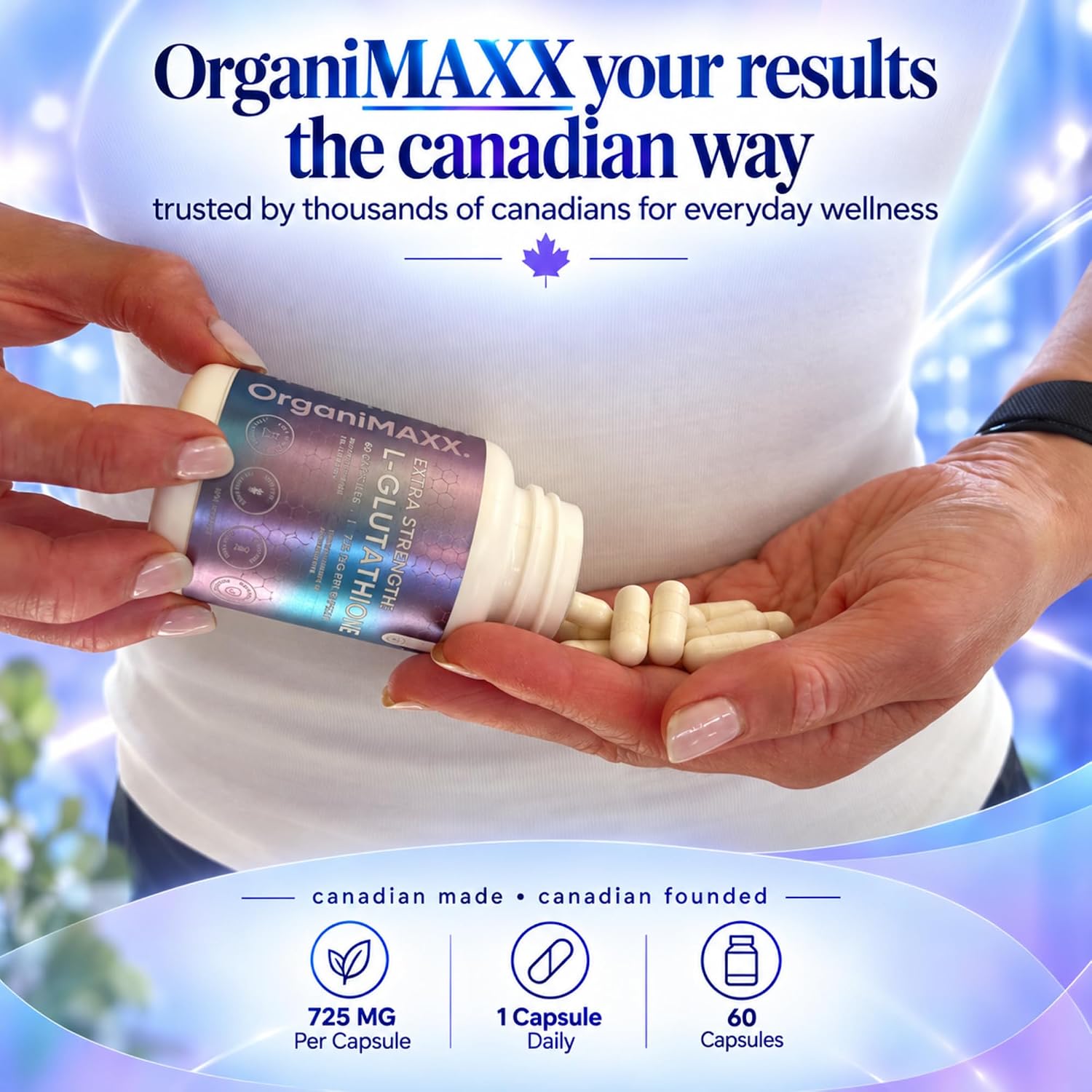 Detalle de OrganiMAXX.® 725 mg L-Glutathione Capsules, 60 Count, Vegan & Gluten-Free