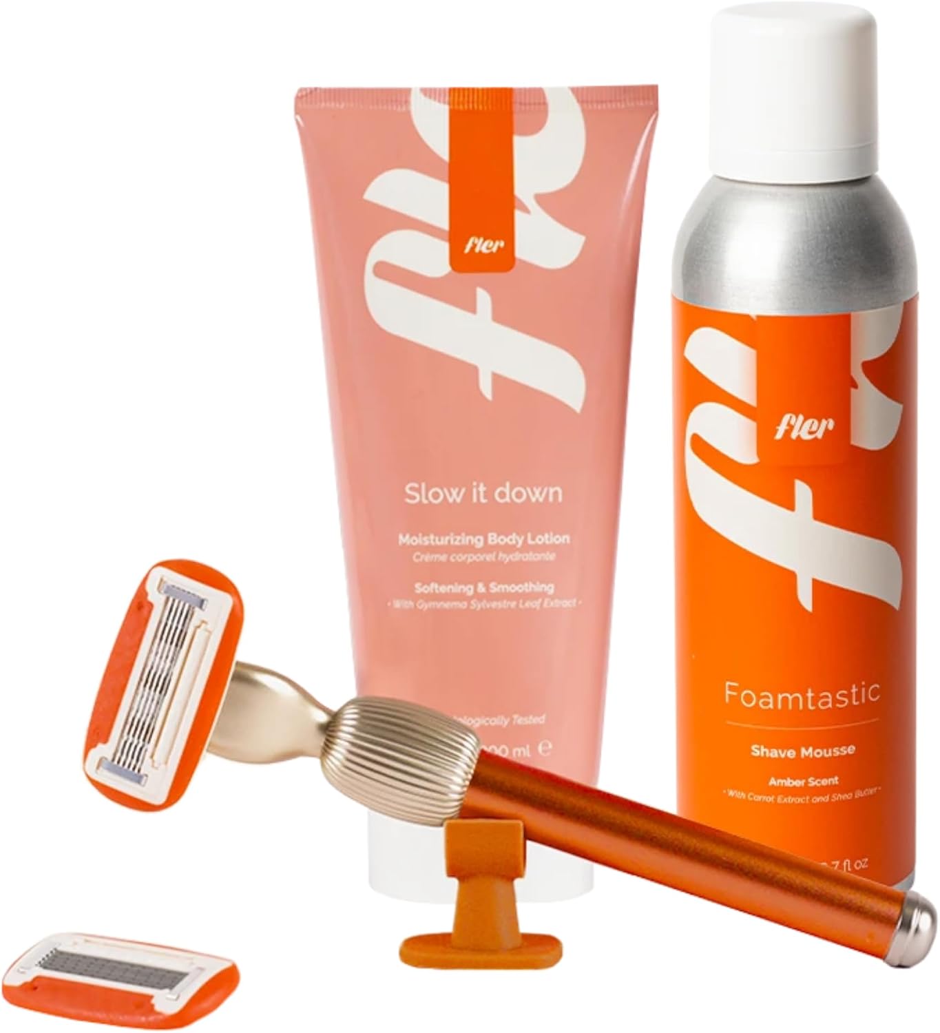 Detalle de Fler Smooth Skin Set: Rasoio Donna con Supporto, 2 Lamette di Ricambio e Crema Corpo Lenitiva