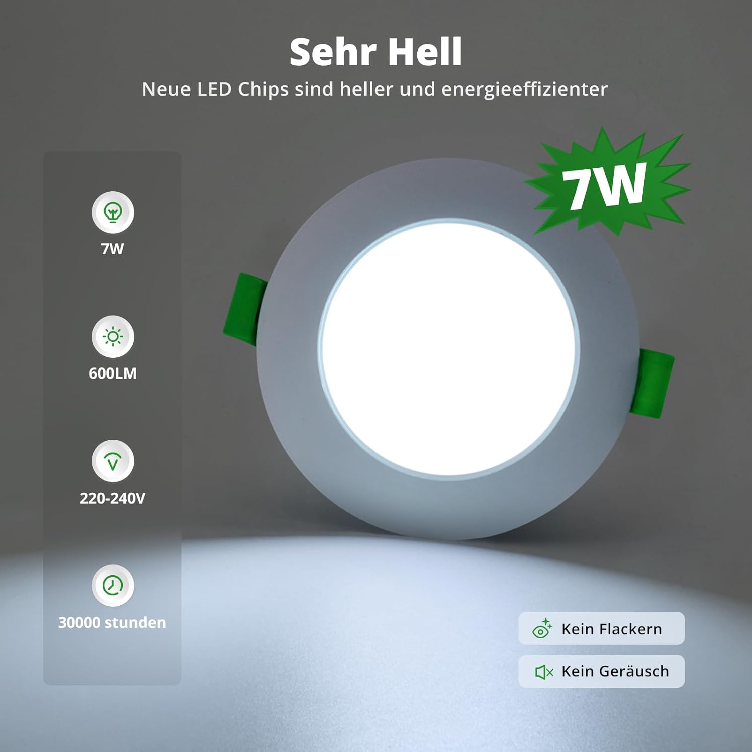 Thumbnail 3 de HOMEOW 20er Set LED-Einbaustrahler 230V 7W – Ultra-flach, IP44, 3 Farbtemperaturen