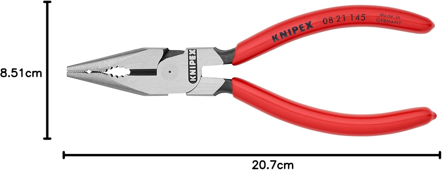 Detalle 2 de クニペックス KNIPEX 0821-145 ニードルノーズペンチ 斜め刃・横すじ入り把持面