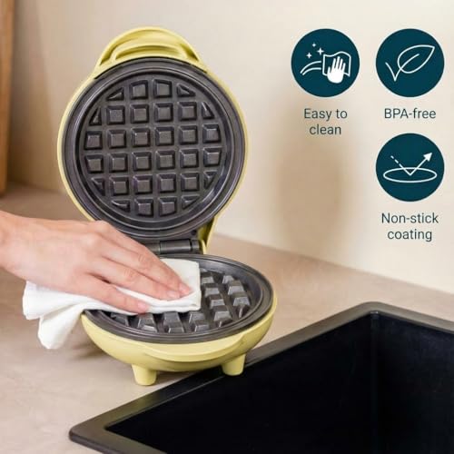 Detalle 2 de Bestron Mini gofrera retro de 550 W para gofres pequeños (Ø 10 cm) en amarillo
