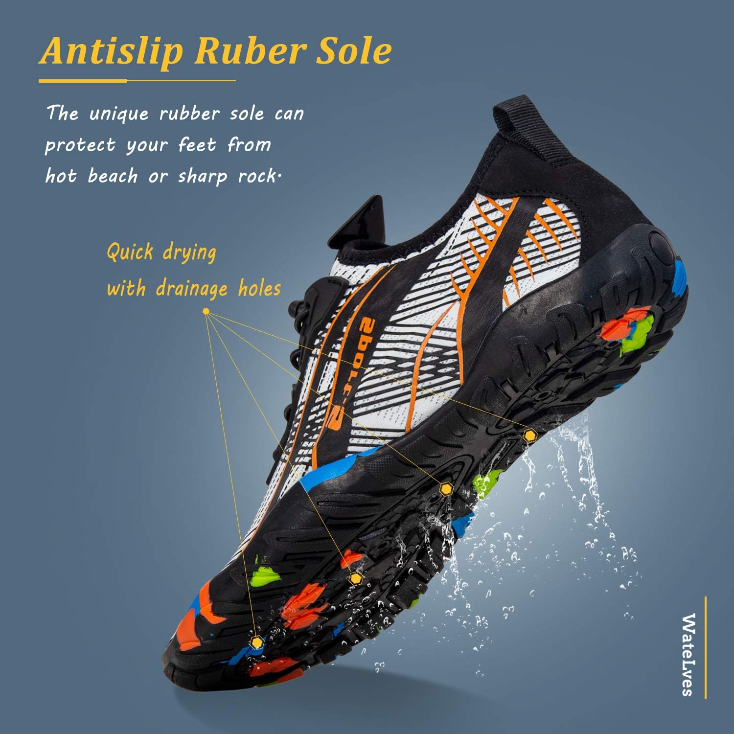 Detalle de WateLves Water Shoes: Quick-Dry Beach Shoes for Men and Women