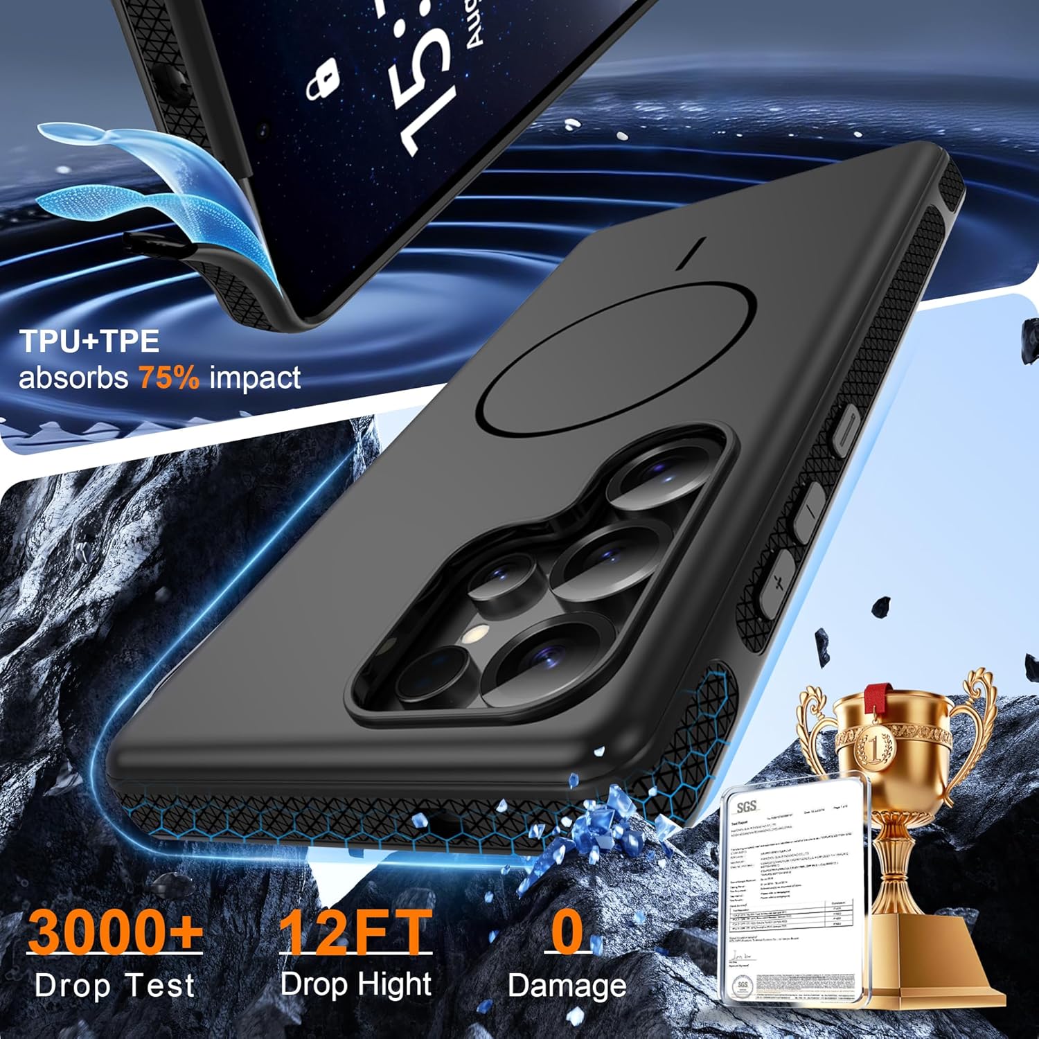 Detalle de Pilaru Magnetic Case for Samsung S25 Ultra with 2x Screen Protectors