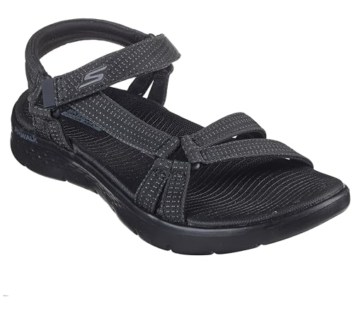 Skechers GO Walk Flex para mujer en tela negra con cordones (talla 4)