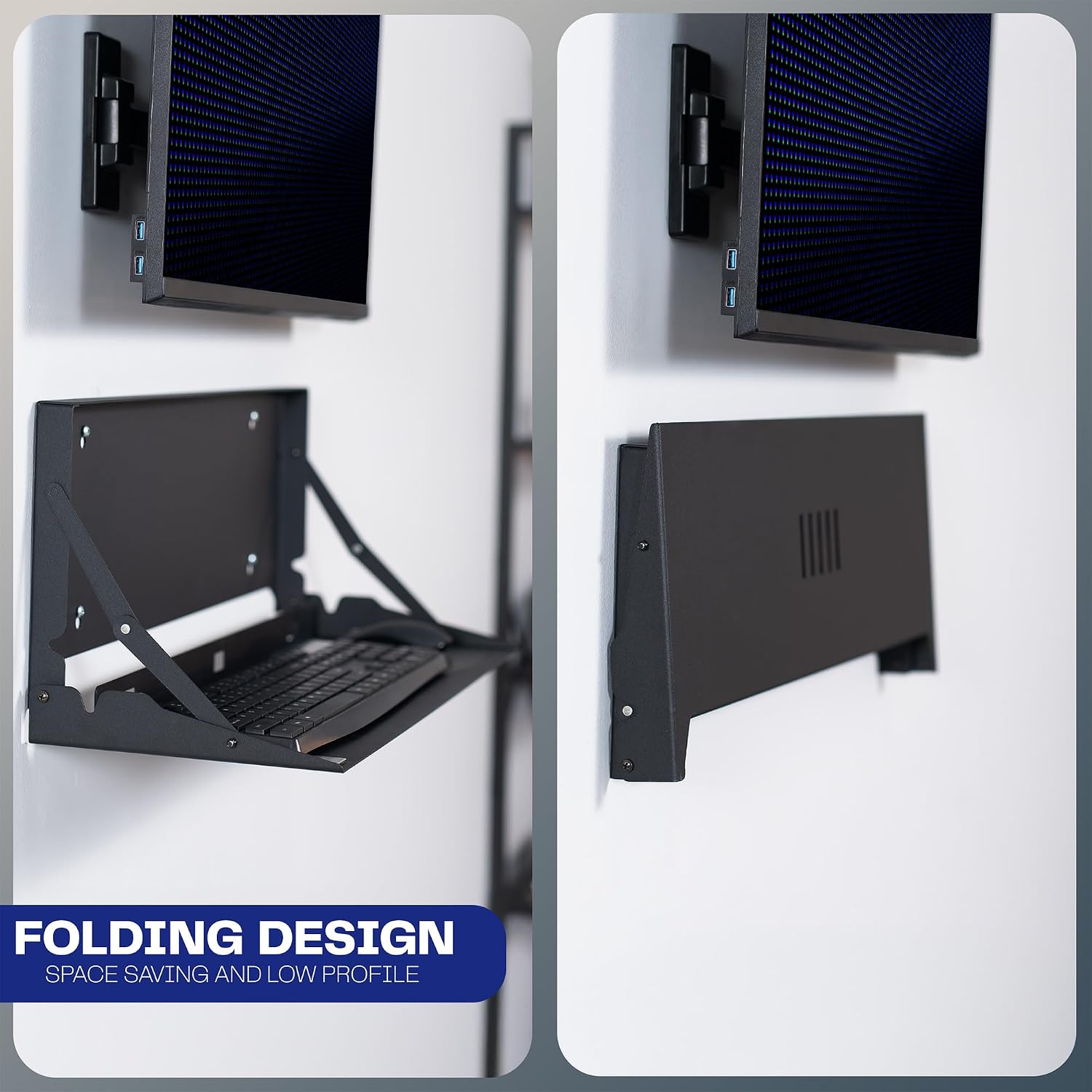 Detalle 2 de VIVO Mount-FDKB1 Wall-Mounted Keyboard Tray, Folding 24-Inch Platform with Mouse Pad