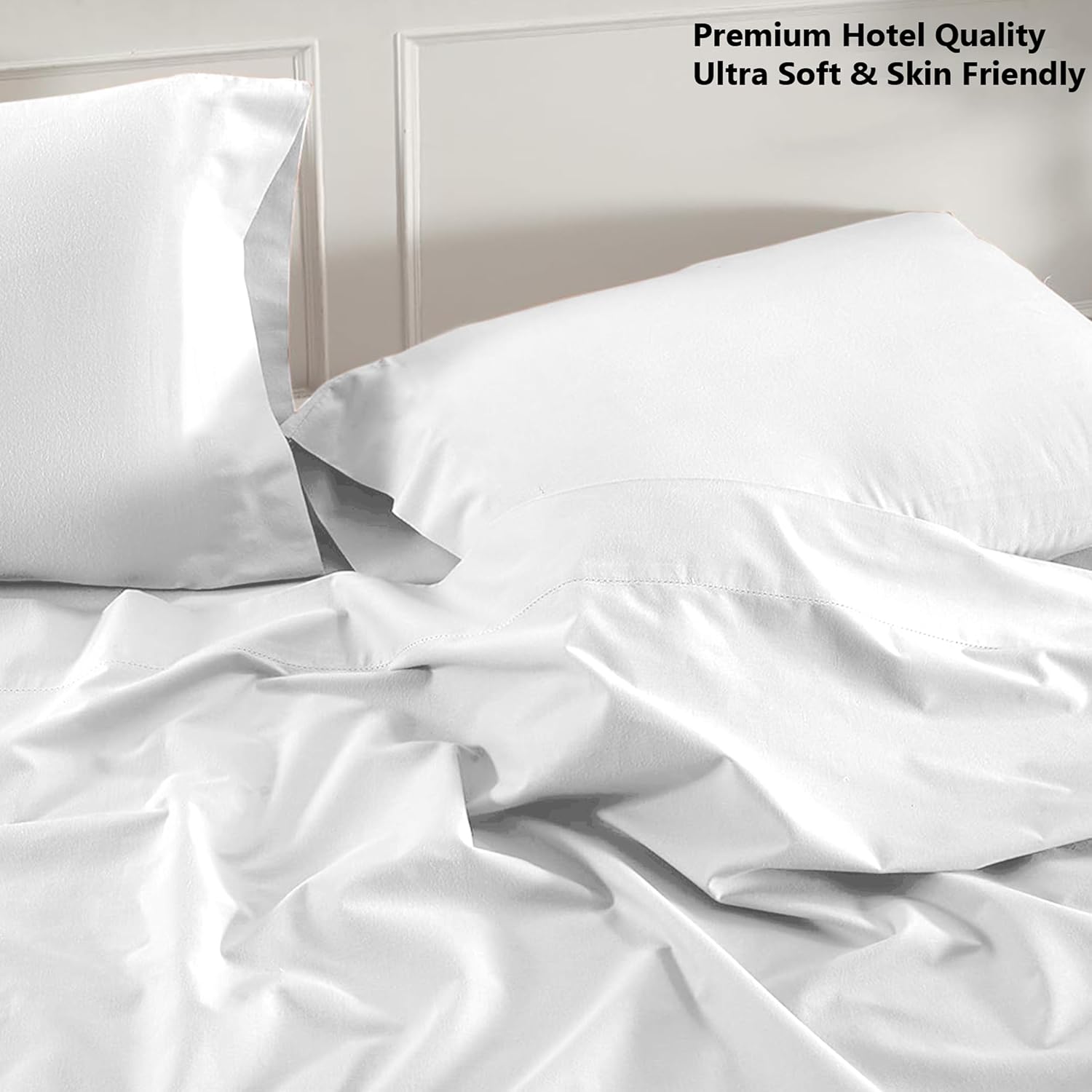 Detalle de My Home Store Flat Sheet Double Size – 230 x 255 cm, 100% Egyptian Cotton, Hotel Quality