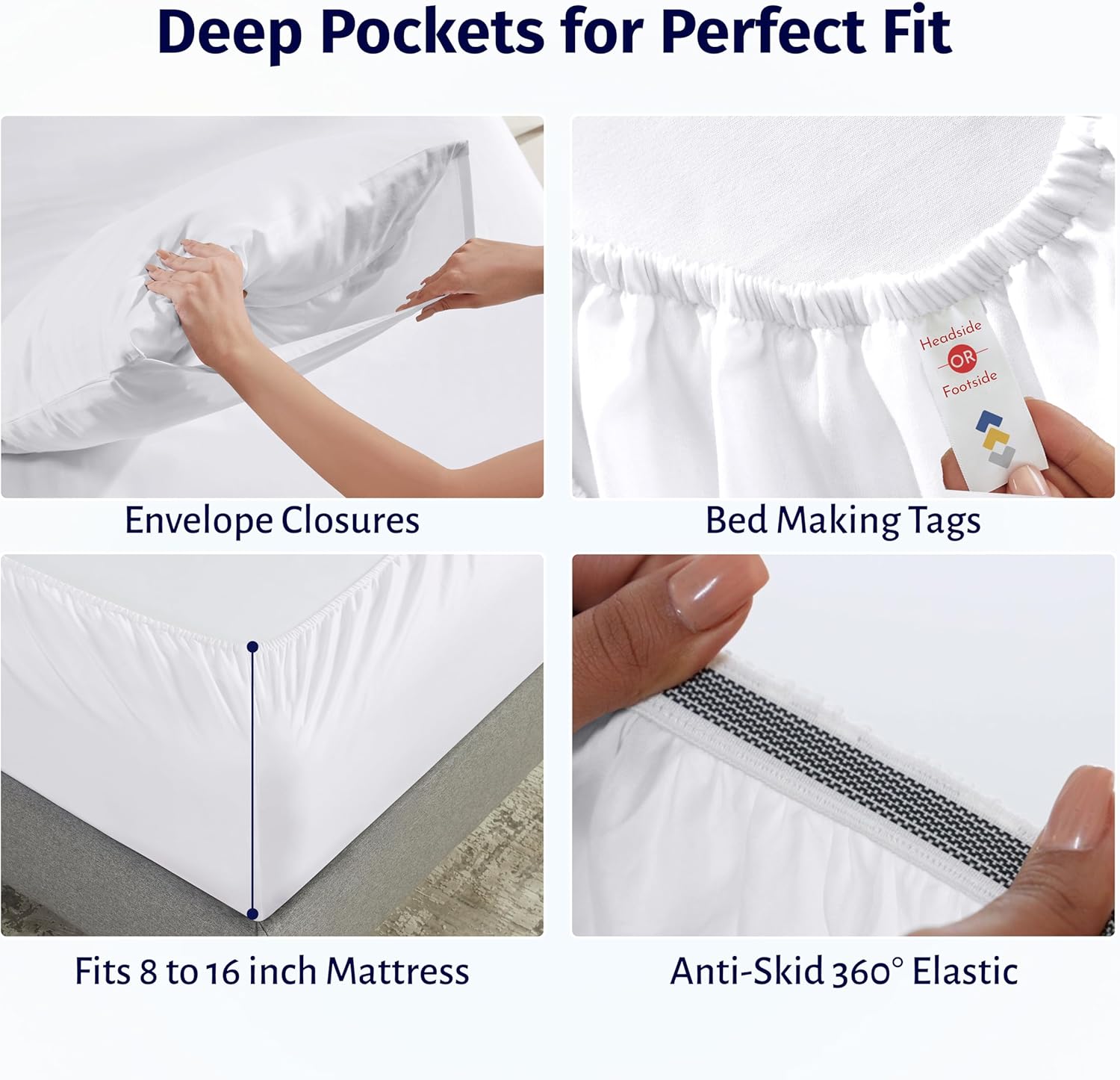 Detalle de California Design Den Certified 100% Egyptian Cotton King Percale Sheet Set with Deep Pockets