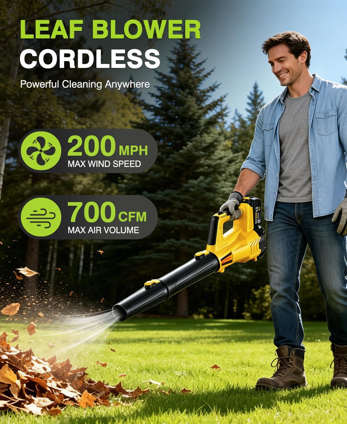 Detalle 2 de TAGZILO Cordless Leaf Blower 700 CFM