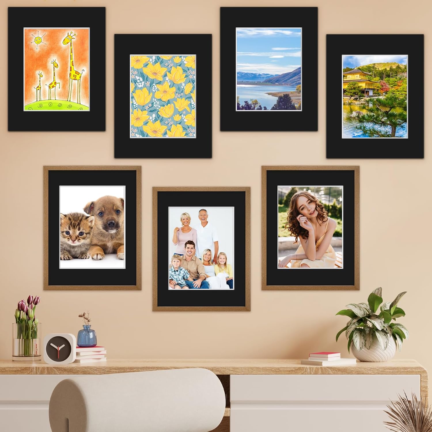 Thumbnail 6 de Phinus 16XKDP0002 Picture Frame Mats, 11 x 14 to 8 x 10, Black, 7-Pack