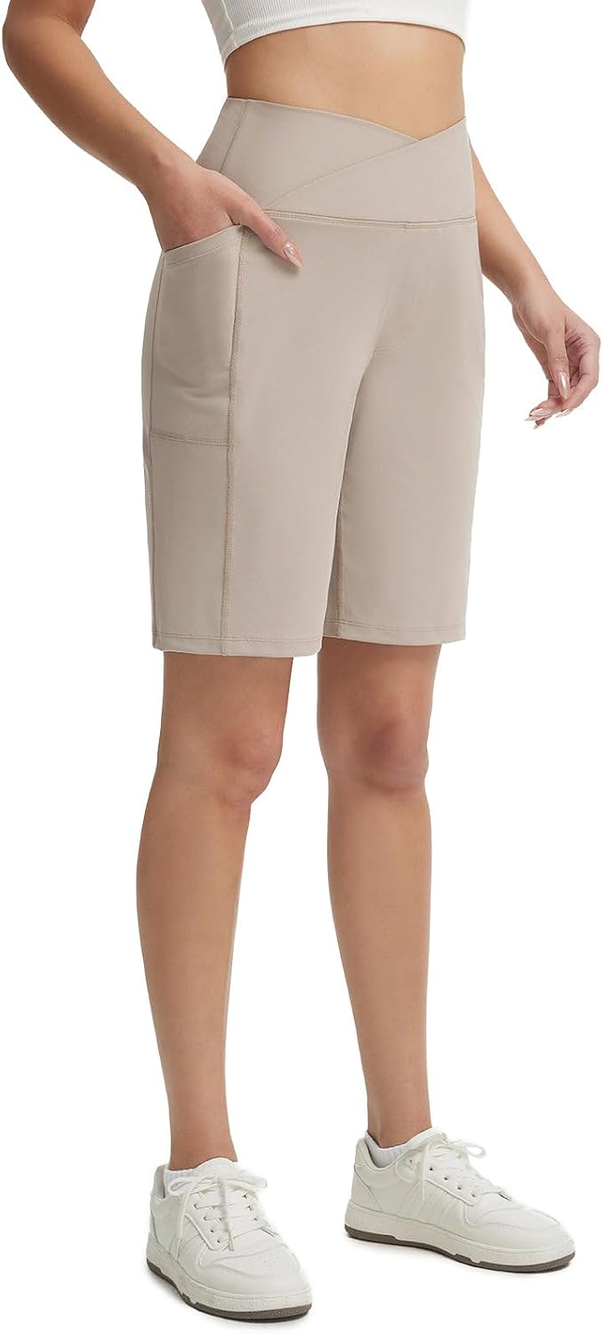Thumbnail 6 de Baleaf Yogahose Damen 9" Bermuda-Shorts mit Taschen – hohe Taille für Yoga, Lounge & Sommer-Sport