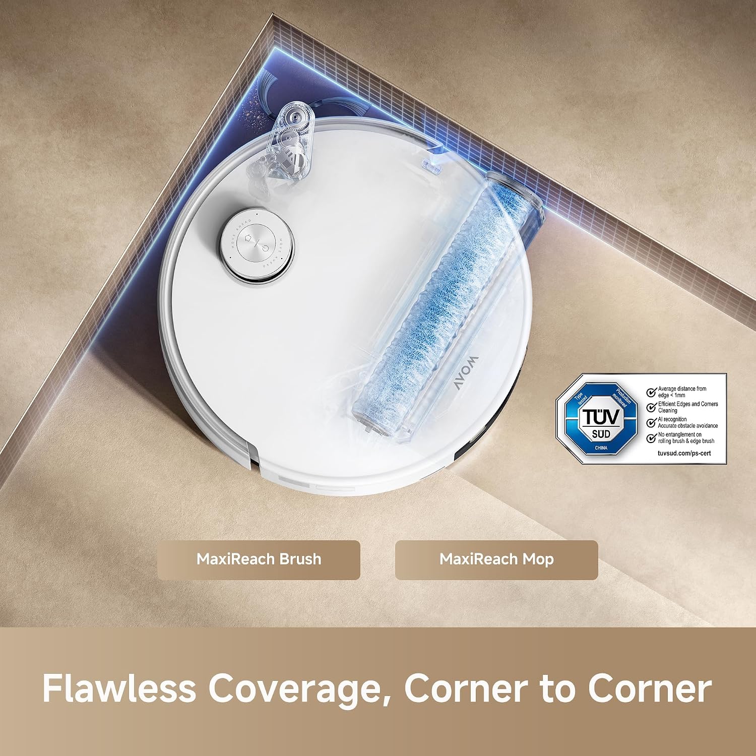Detalle de Mova Z60 Ultra Roller SA Robot Vacuum and Mop with 26,000Pa Suction, Auto Mop Cleaning Dock & Voice Control