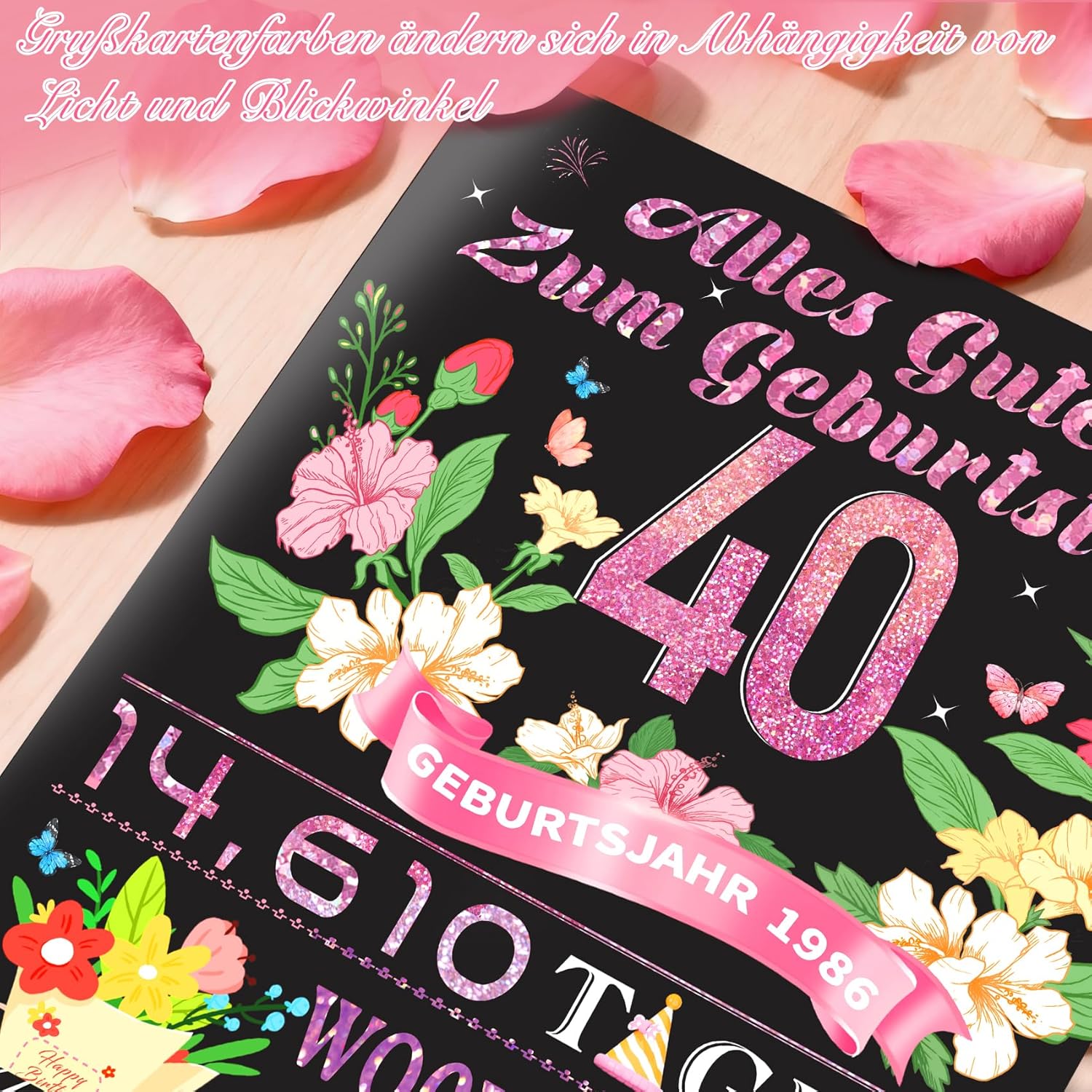 Thumbnail 6 de OLOSONG Geburtstagskarte 40 – 3D Pop Up Karte zum 40. Geburtstag mit Goldfolie und hochwertigem Umschlag